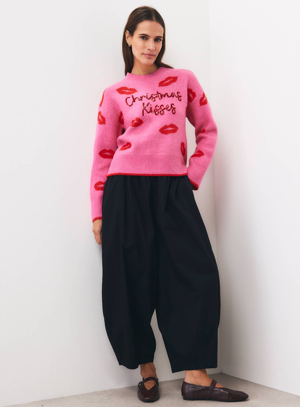 Pink Christmas Kisses Jumper S - Image 2